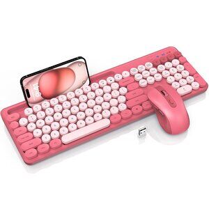NEW Wireless Keyboard and Mouse Combo, Retro Round Keycaps
